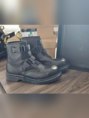 Dr. Martens 1460 WTAPS Black Leather Buckle Ankle Boots US8